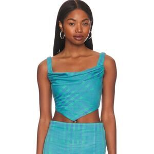 Lovers + Friends Montauk Bustier Crop Top Oceanic Teal Green Blue Size Medium